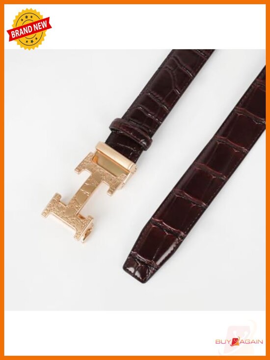 Leather Dress Belt Automatic Buckle Adjustable Waistband Business Formal main image 5